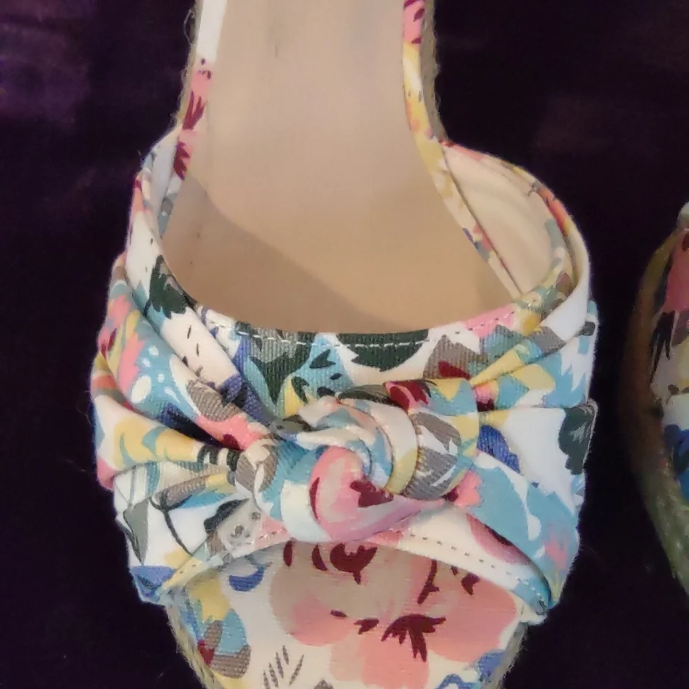 Montego Bay wedge sandals/espadrilles with floral fabric - Picture 3 of 6